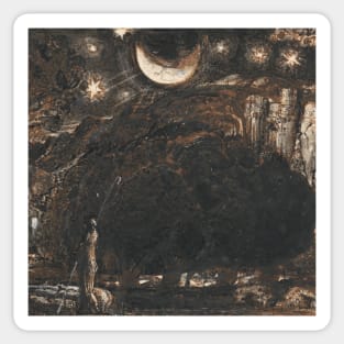 A Shepherd and his Flock under the Moon and Stars by Samuel Palmer Sticker